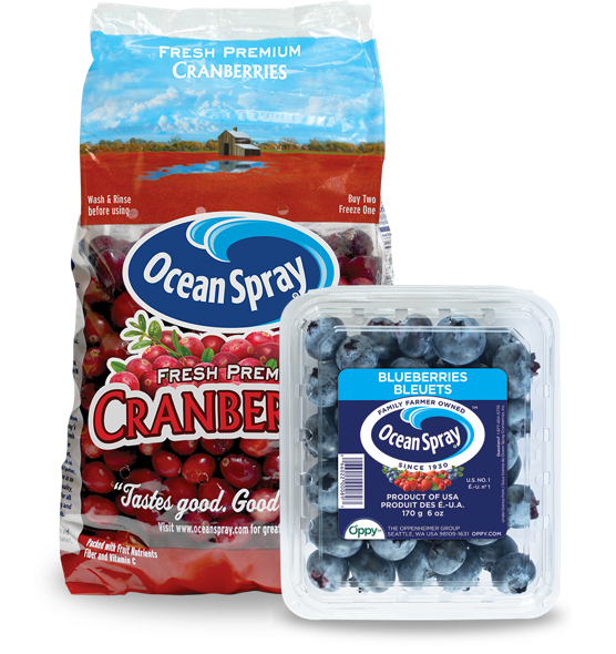 Cranberry and blueberry fresh fruits pack-shots